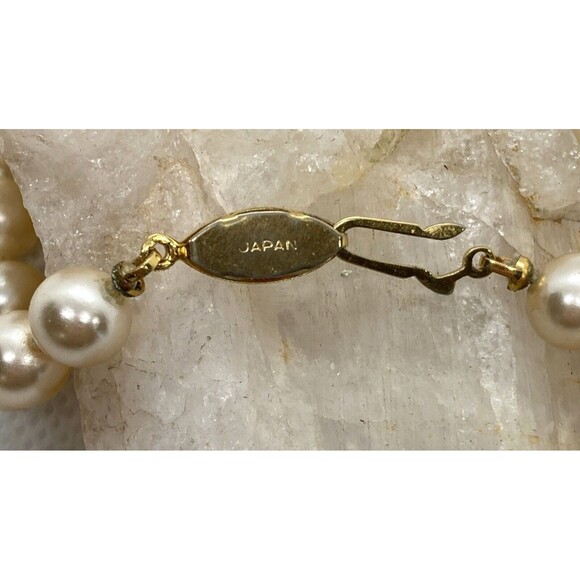 Vintage Japan Faux Pearl Knotted Beaded Single Strand 19'' Necklace Fish Hook - Picture 6 of 10